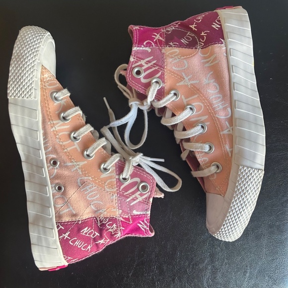 Converse ‘Not a Chuck’ Pink Two Tone High Top Sneakers - Picture 5 of 13